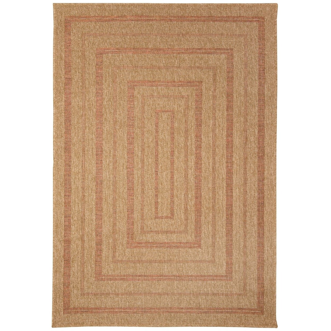 Liora Manne Sahara Multi Border Area Rug Terracotta Indoor Outdoor 5x7 ft 100% Polypropylene Image 1