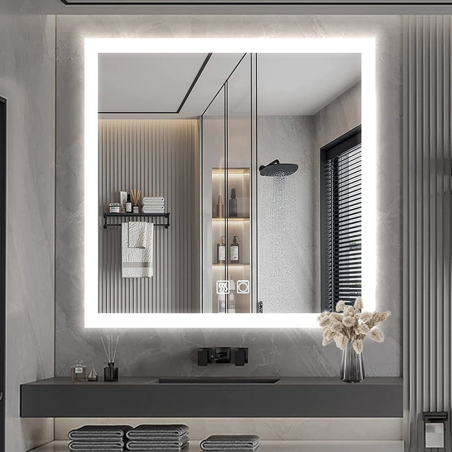 Ascend-M1 35" W x 35" H Square Backlit LED Lighted Bathroom Vanity Mirror Image 1