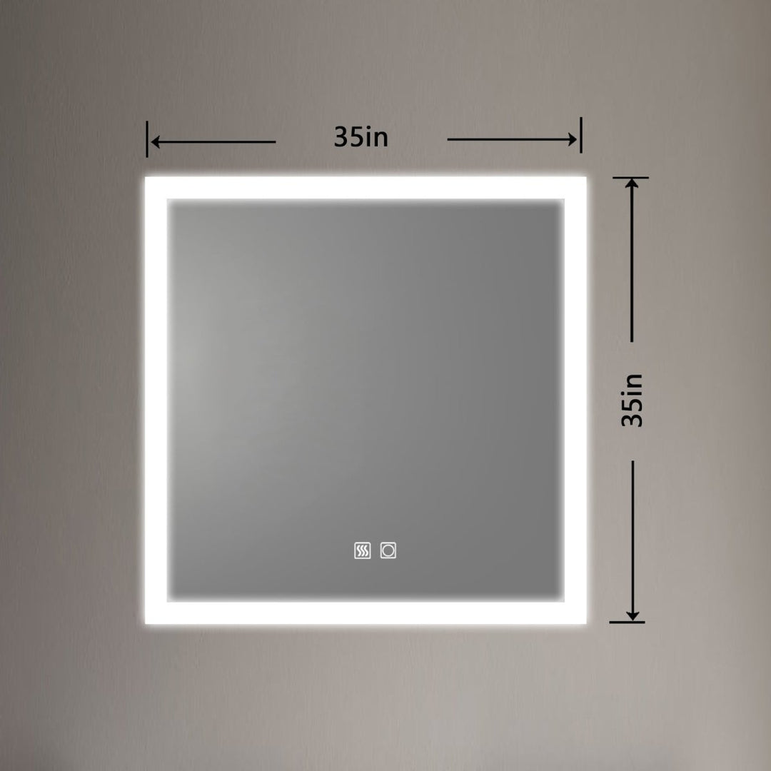 Ascend-M1 35" W x 35" H Square Backlit LED Lighted Bathroom Vanity Mirror Image 8