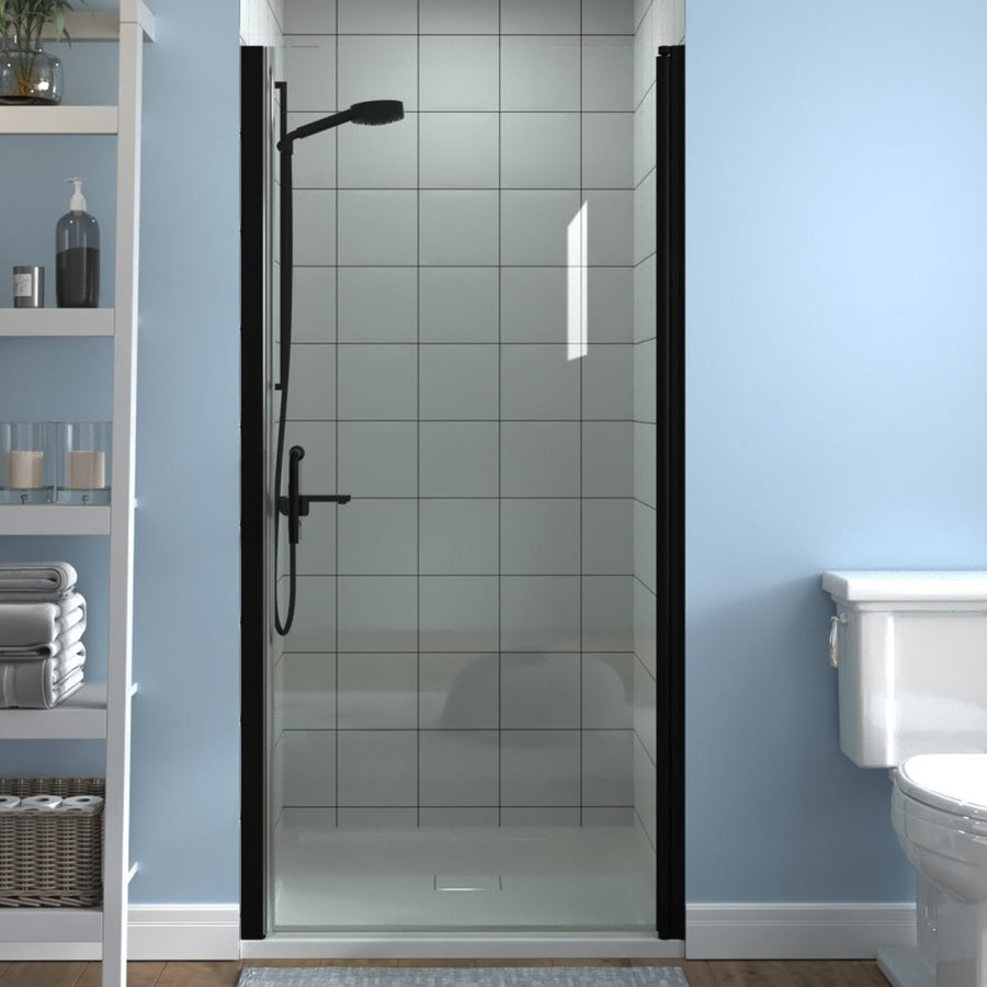 ES-DIY Frameless Pivot Shower Door Black 36-37.5 in W x 72 in H Tempered Glass Image 1