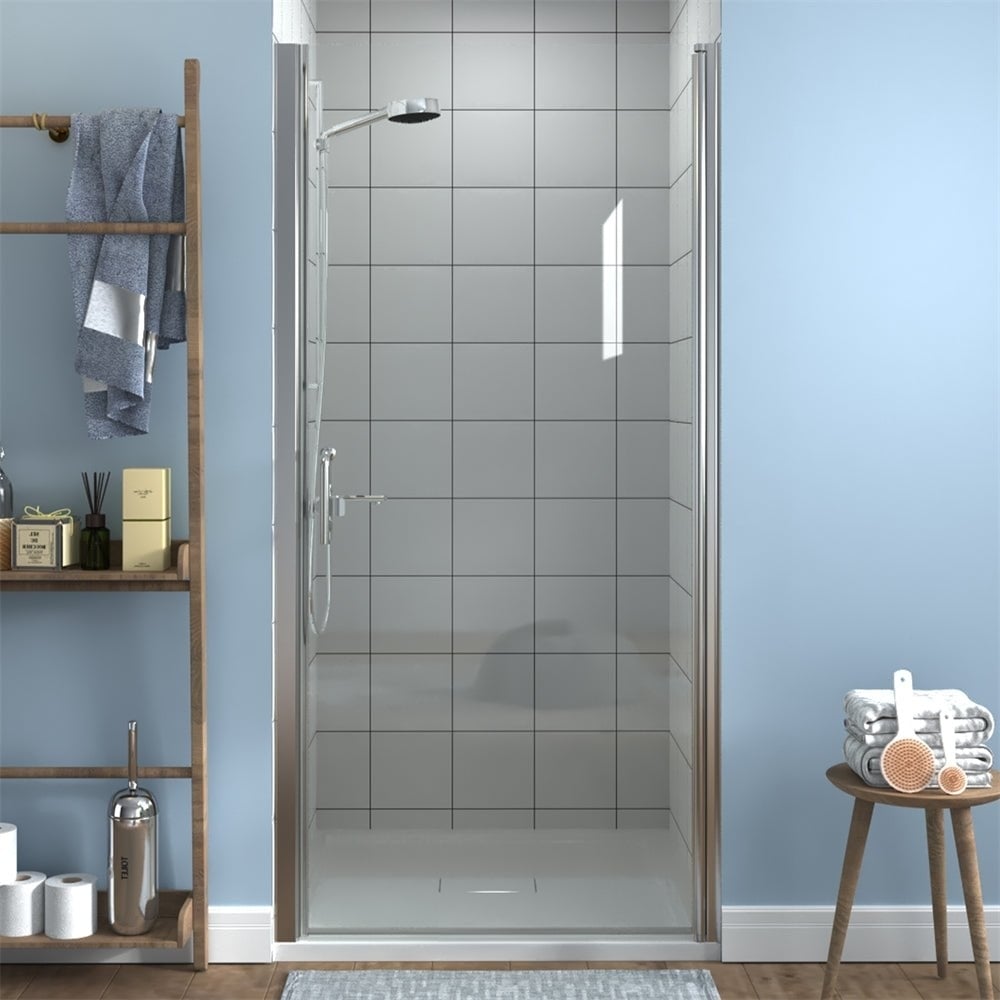 ES-DIY Frameless Pivot Shower Door Black 36-37.5 in W x 72 in H Tempered Glass Image 2