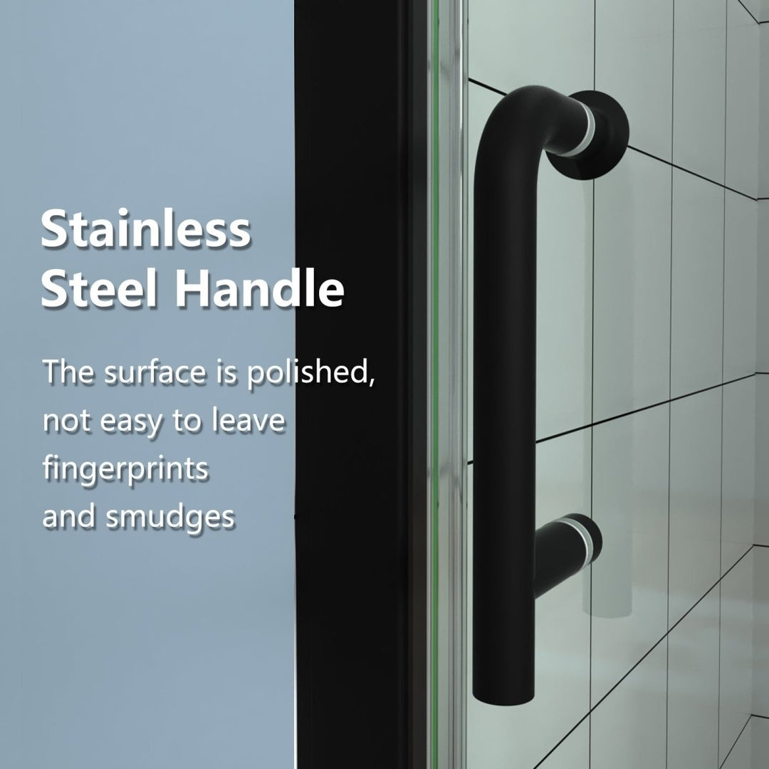 ES-DIY Frameless Pivot Shower Door Black 36-37.5 in W x 72 in H Tempered Glass Image 10