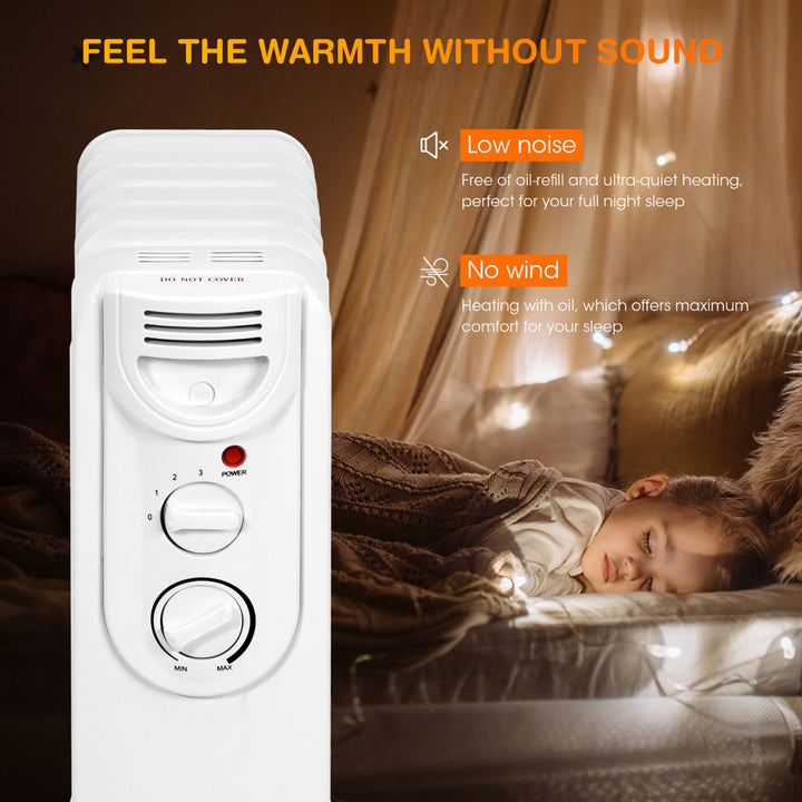 1500W Electric Oil Filled Radiator Space Heater 5-Fin Thermostat Room Radiant Image 8