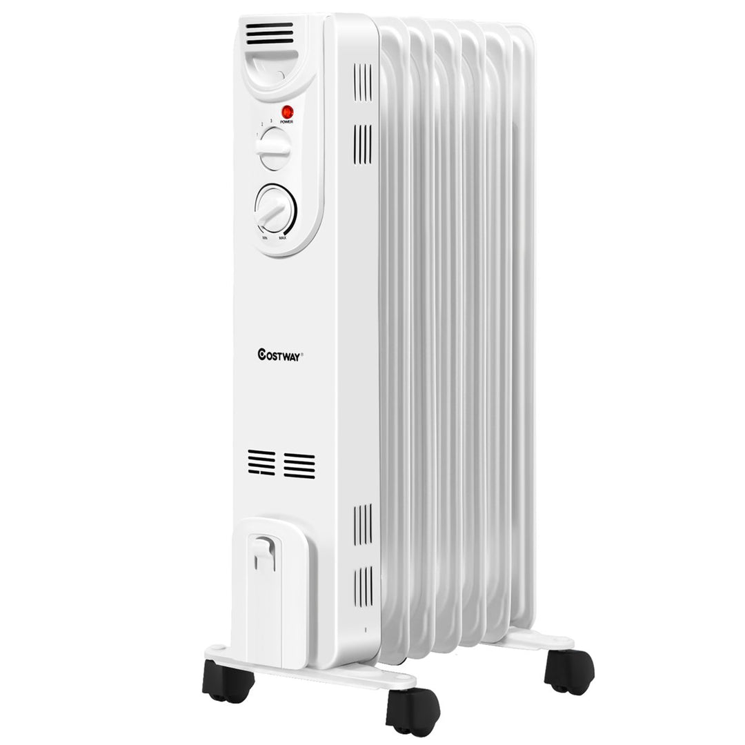 1500W Electric Oil Filled Radiator Space Heater 5-Fin Thermostat Room Radiant Image 10