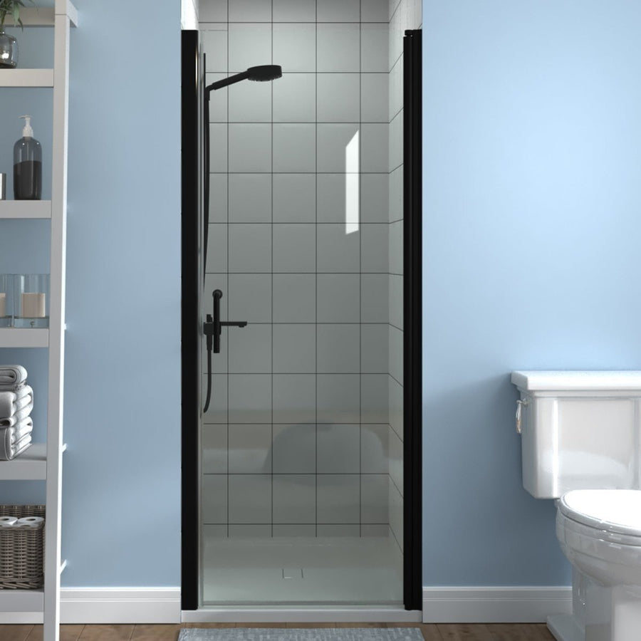 ES-DIY Frameless Hinged Shower Door Matte Black 30-31.5in W 72in H Glass Image 1