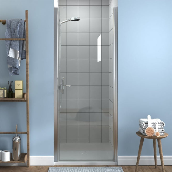 ES-DIY Frameless Hinged Shower Door Matte Black 30-31.5in W 72in H Glass Image 2