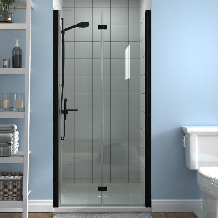 ES-DIY Black Frameless Bifold Shower Door 36-37.5in W x 72in H Glass Image 12