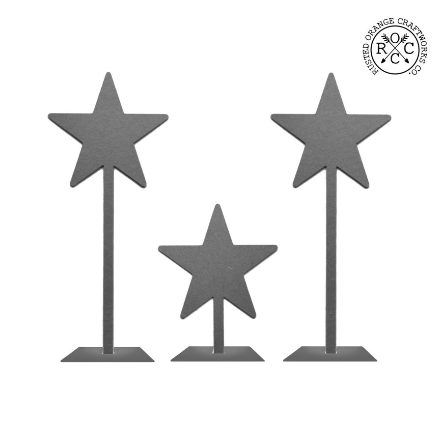 6" Stand Up Metal Stars (3 pk) - Decorative Metal Stars for Outside or Inside Image 1