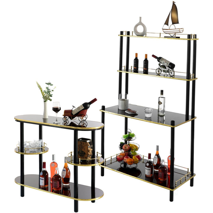 Bartender Serving Display Station Set of 2 Open Shelves Bar Console Counter Image 3