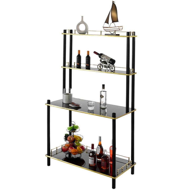 4 Tiered Wooden Bar Shelf Console Table Coffee Bar Organizer Modern Home Furniture Image 2