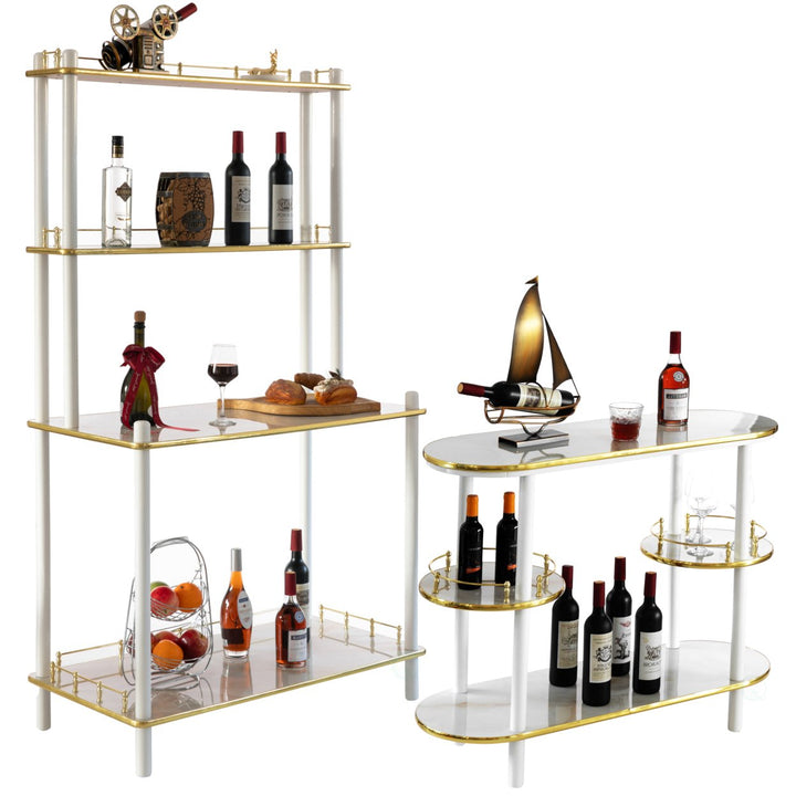 Bartender Serving Display Station Set of 2 Open Shelves Bar Console Counter Image 4