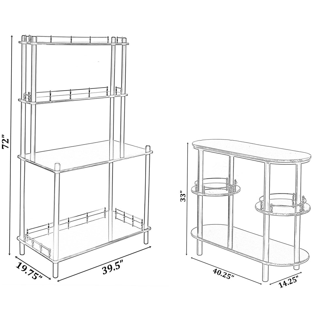 Bartender Serving Display Station Set of 2 Open Shelves Bar Console Counter Image 9