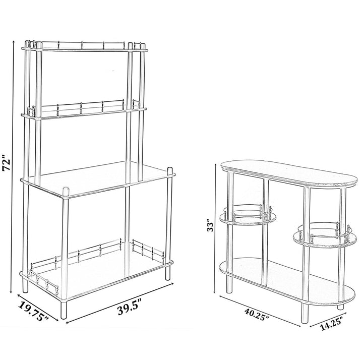 Bartender Serving Display Station Set of 2 Open Shelves Bar Console Counter Image 9