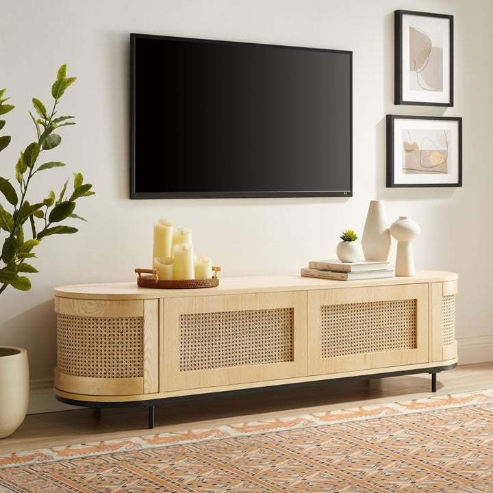 Geoffrey Console - Storage, 2-Door  Rattan Imitation  Round Tube Legs Image 1