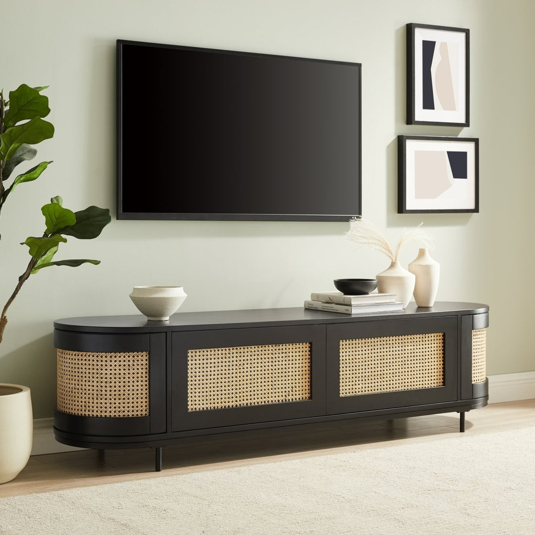 Geoffrey Console - Storage, 2-Door  Rattan Imitation  Round Tube Legs Image 1