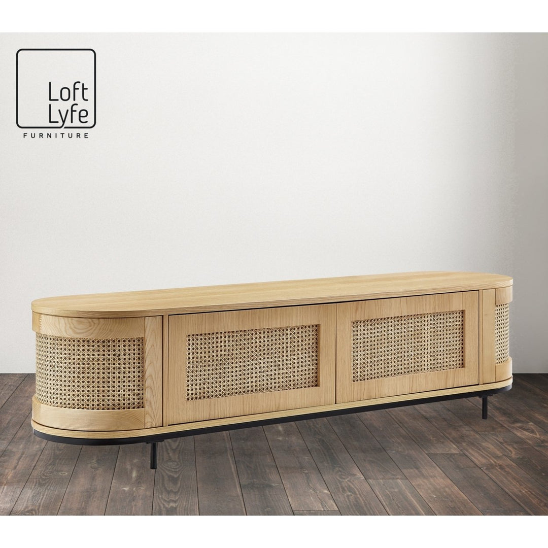 Geoffrey Console - Storage, 2-Door  Rattan Imitation  Round Tube Legs Image 5