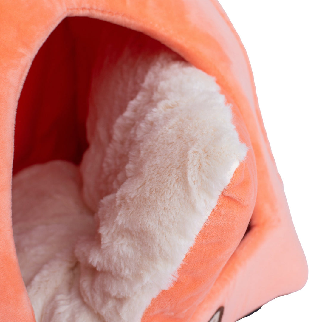 Armarkat Cat Bed Cave C10 Orange Ivory Waterproof Plush 14x12.5x15 Inches Image 5