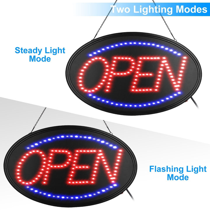 LED Neon Open Sign Board Dual Modes Energy Efficient Business Hours Blue Red Image 2