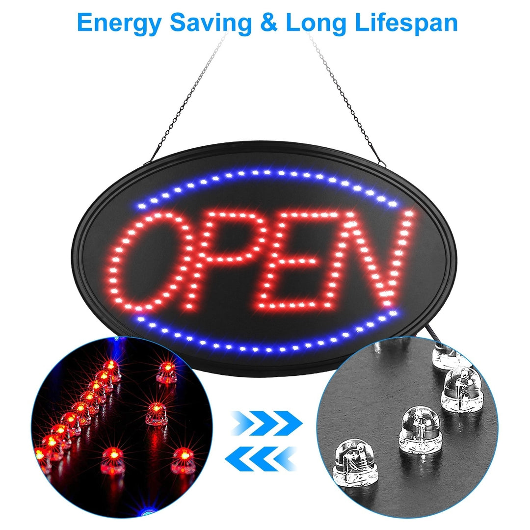 LED Neon Open Sign Board Dual Modes Energy Efficient Business Hours Blue Red Image 4