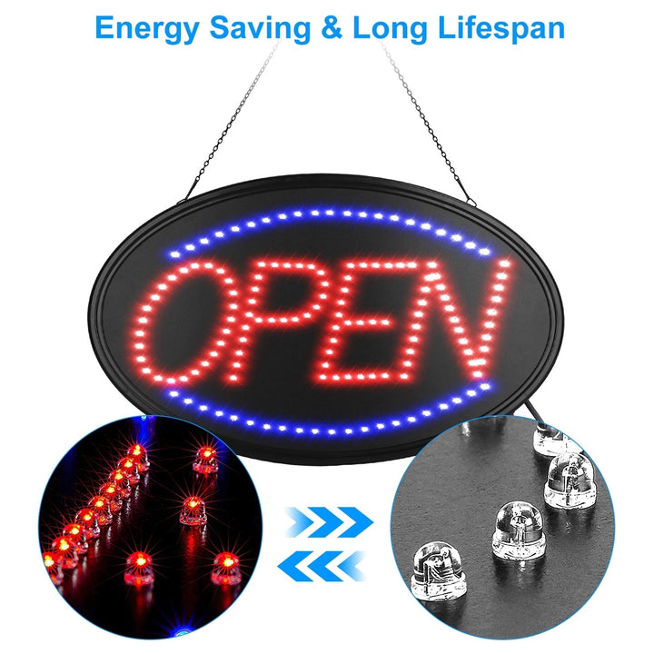 LED Neon Open Sign Board Dual Modes Energy Efficient Business Hours Blue Red Image 4