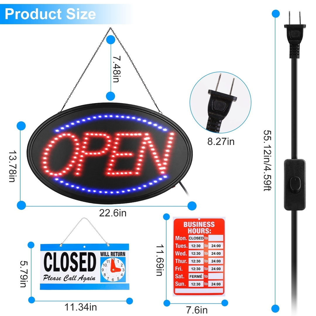 LED Neon Open Sign Board Dual Modes Energy Efficient Business Hours Blue Red Image 5