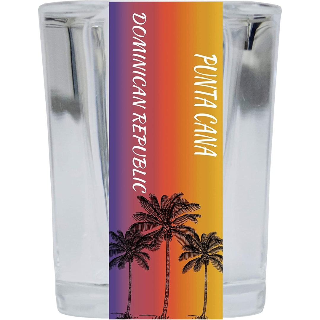 Punta Cana Dominican Republic 2 Ounce Square Shot Glass Palm Tree Design Image 1