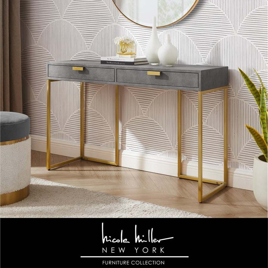 Isidro Console Table - 2 Drawers  Brushed Gold/Chrome Base and Handles  Stainless Steel Base Image 1