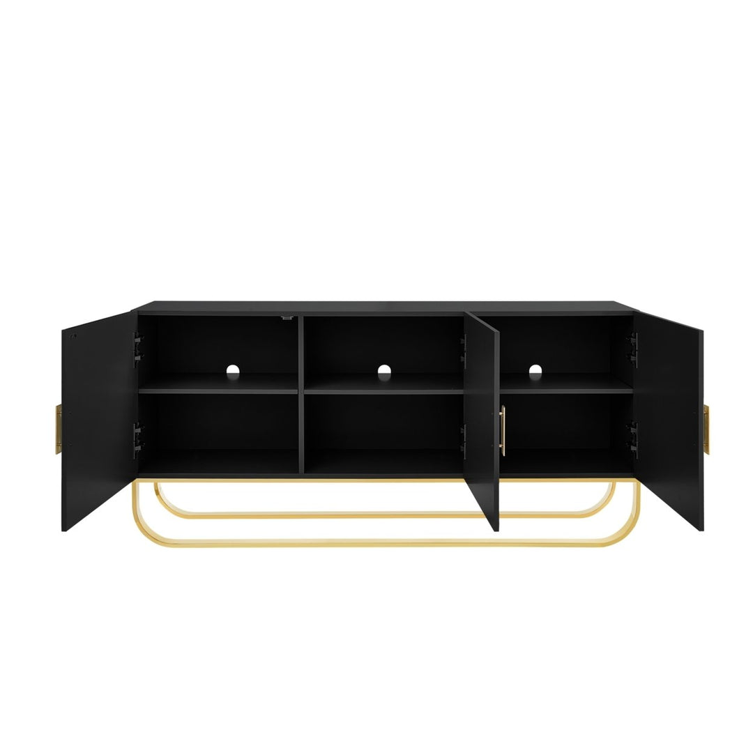 Jayna Sideboard - 3-Door  High Gloss Finish  Chrome/Gold Handles and Rouded Frame Image 6