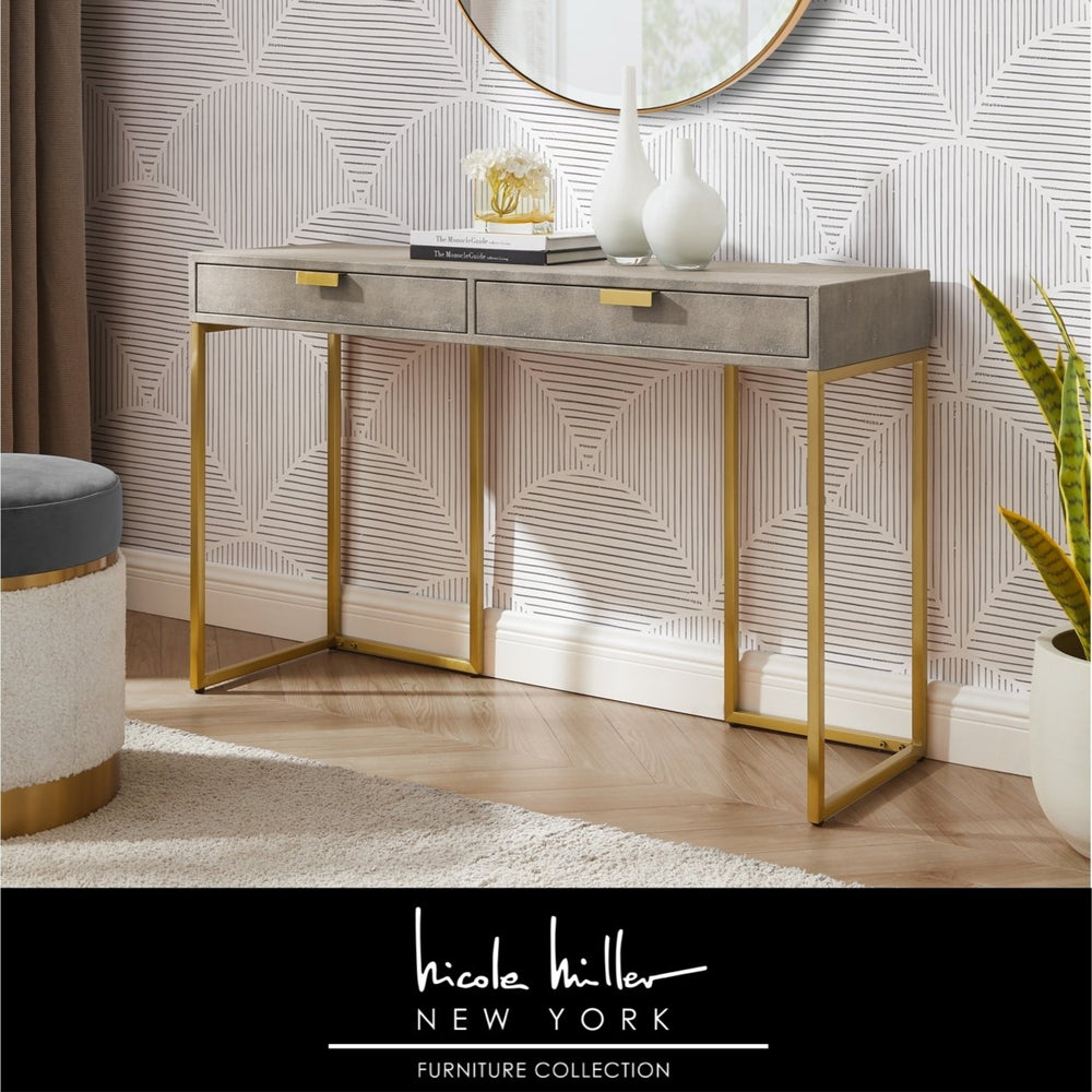 Isidro Console Table - 2 Drawers  Brushed Gold/Chrome Base and Handles  Stainless Steel Base Image 2