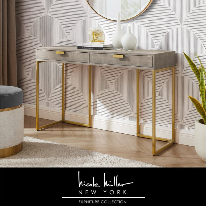 Isidro Console Table - 2 Drawers  Brushed Gold/Chrome Base and Handles  Stainless Steel Base Image 1