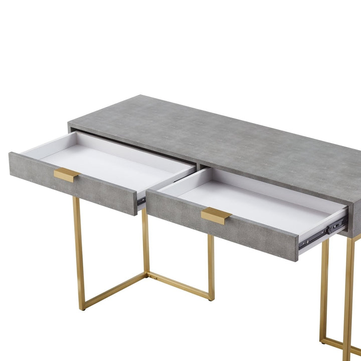 Nicole Miller Console Table 2 Drawers Brushed Gold Chrome Base Stainless Steel Image 5