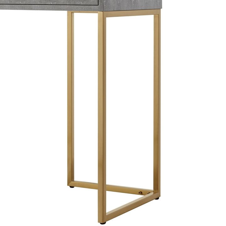 Nicole Miller Console Table 2 Drawers Brushed Gold Chrome Base Stainless Steel Image 6