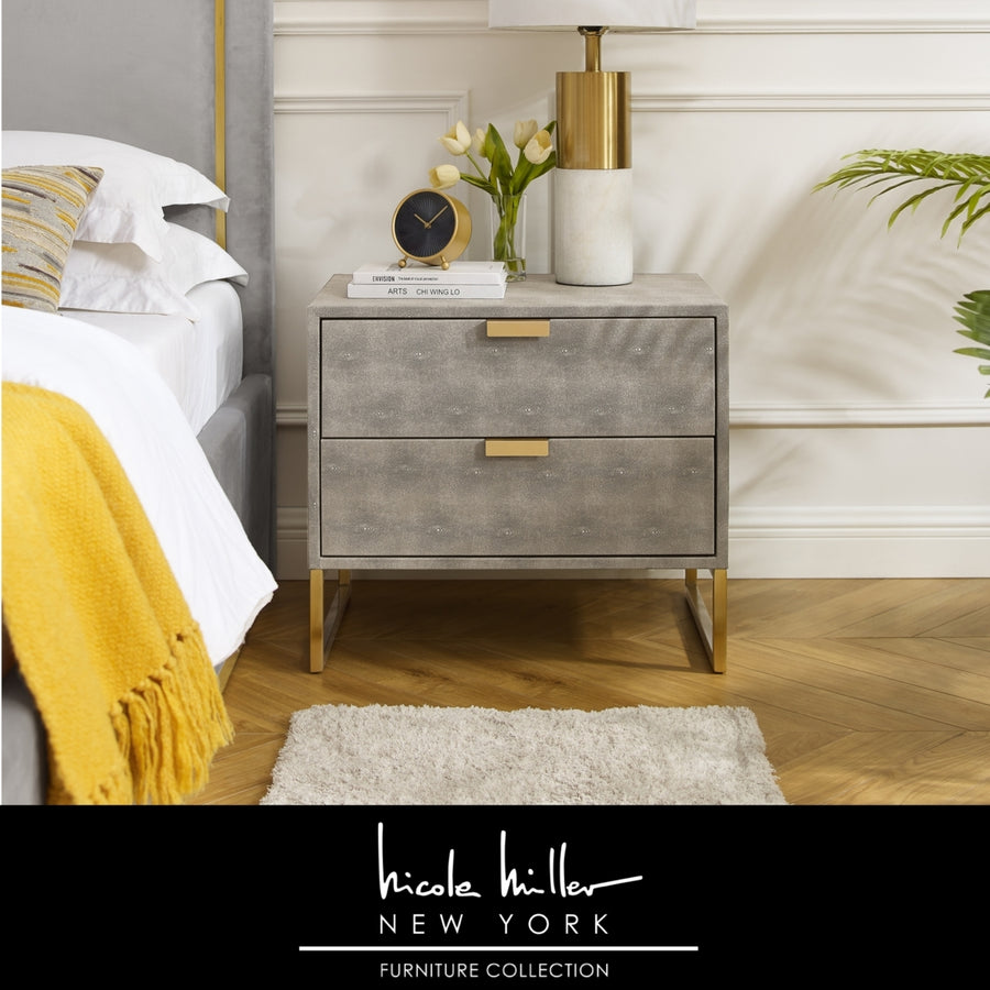 Isidro Side Table - 2 Drawers  Brushed Gold/Chrome Base and Handles  Stainless Steel Base Image 1