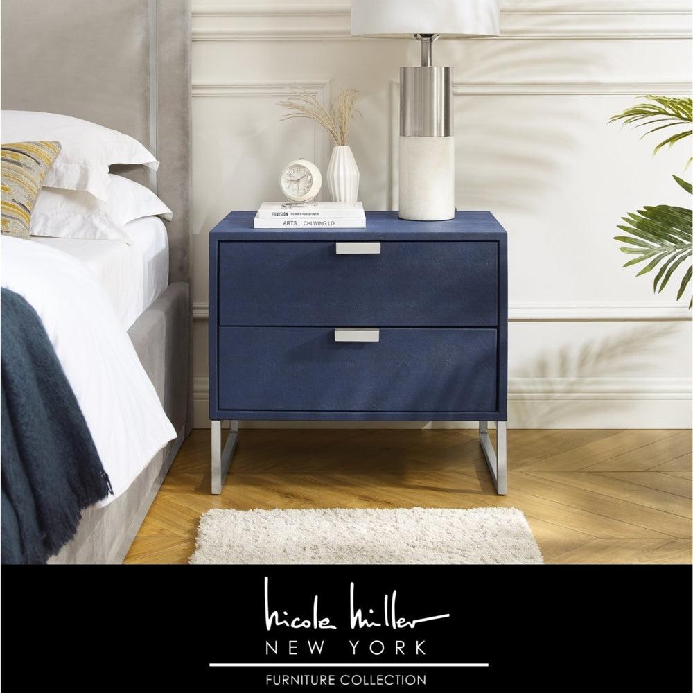 Isidro Side Table - 2 Drawers  Brushed Gold/Chrome Base and Handles  Stainless Steel Base Image 2