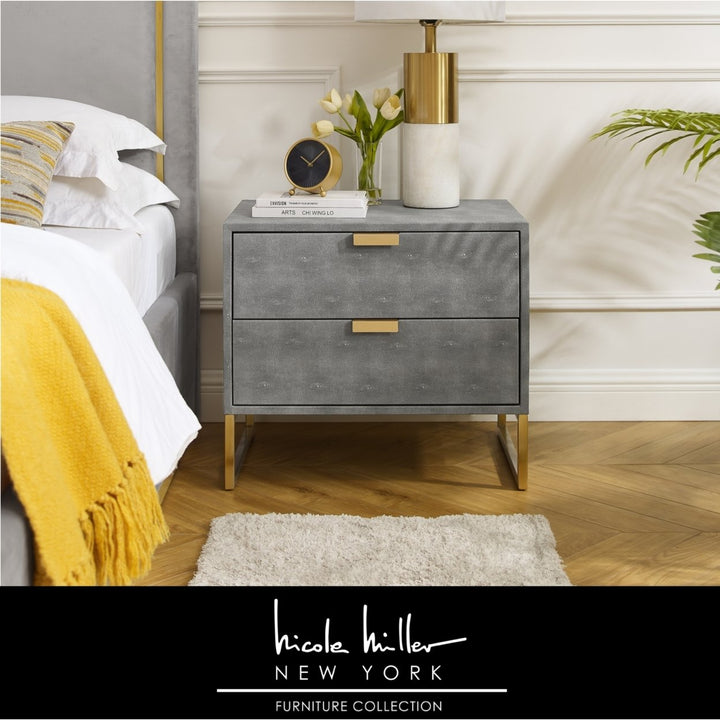 Isidro Side Table - 2 Drawers  Brushed Gold/Chrome Base and Handles  Stainless Steel Base Image 3