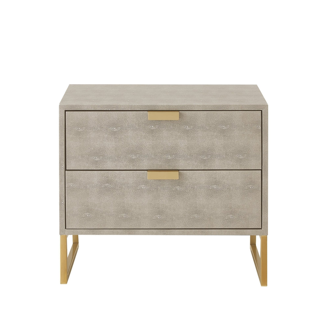 Isidro Side Table - 2 Drawers  Brushed Gold/Chrome Base and Handles  Stainless Steel Base Image 4