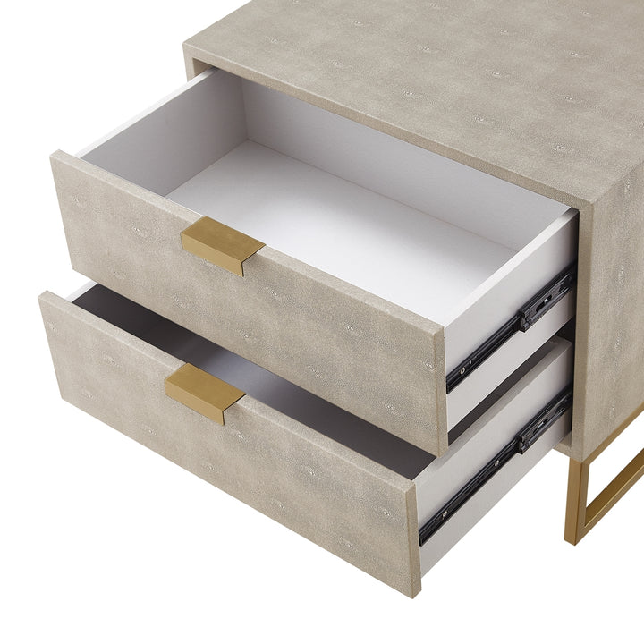 Isidro Side Table - 2 Drawers  Brushed Gold/Chrome Base and Handles  Stainless Steel Base Image 5