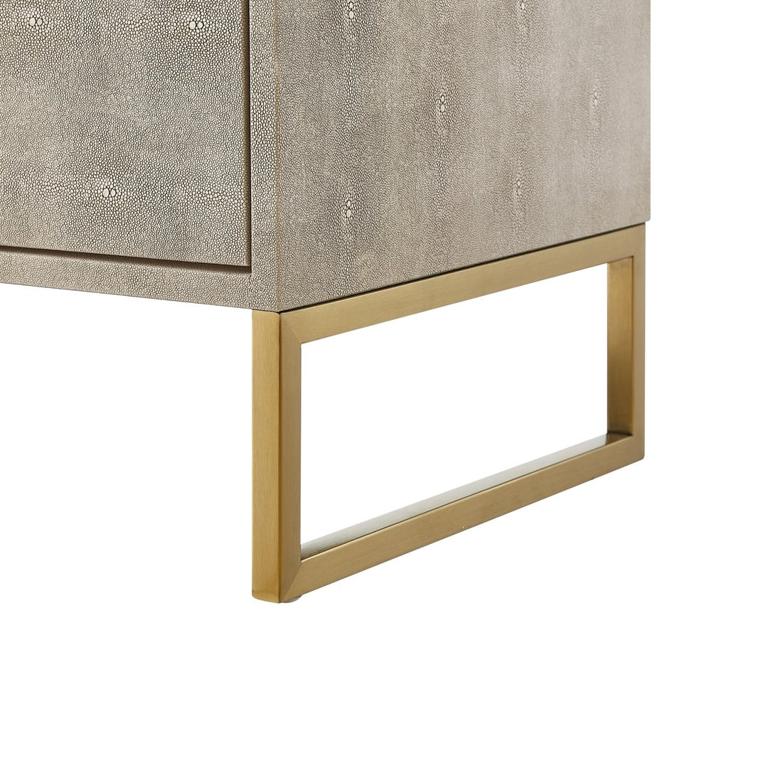 Isidro Side Table - 2 Drawers  Brushed Gold/Chrome Base and Handles  Stainless Steel Base Image 6