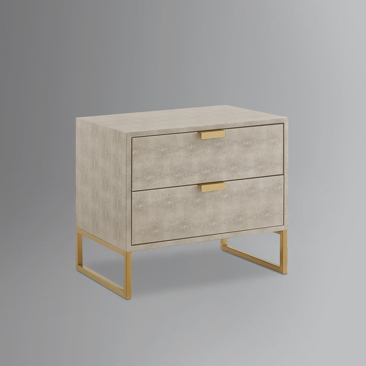 Isidro Side Table - 2 Drawers  Brushed Gold/Chrome Base and Handles  Stainless Steel Base Image 8