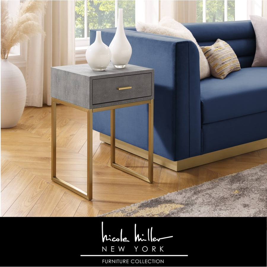 Isidro End Table - 1 Drawer  Brushed Gold/Chrome Base and a Handle  Stainless Steel Base Image 1