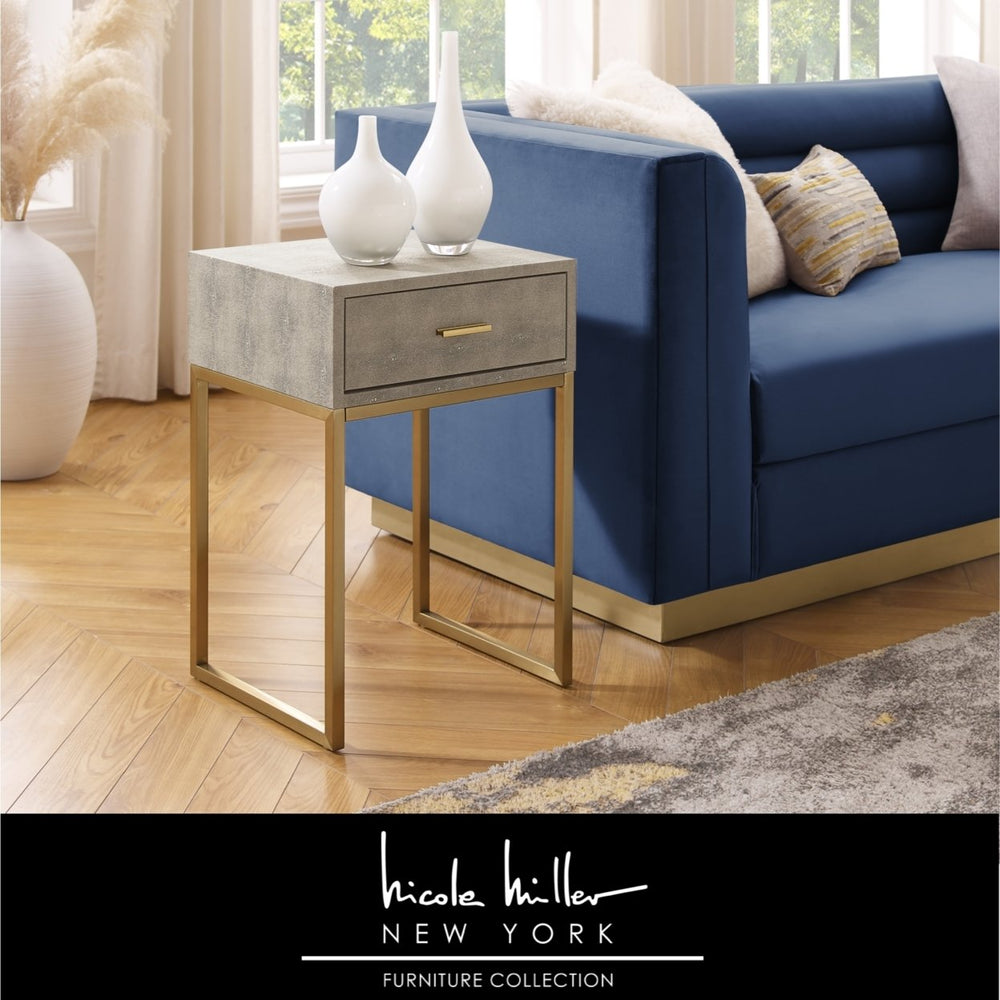 Isidro End Table - 1 Drawer  Brushed Gold/Chrome Base and a Handle  Stainless Steel Base Image 2