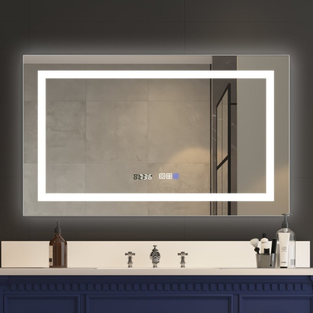 ExBrite 40x24 Illuminated LED Bathroom Mirror with Defogger Backlit Wall Mount Image 1