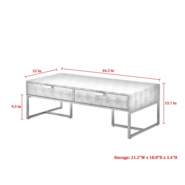 Isidro Coffee Table - 2 Drawers  Brushed Gold or Chrome Base and Handles  Stainless Steel Base Image 9