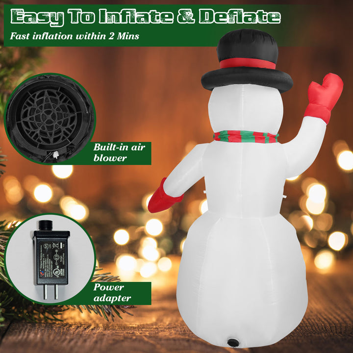 7.9FT Christmas Inflatable Snowman Waterproof LED Decorations Indoor Outdoor Image 4