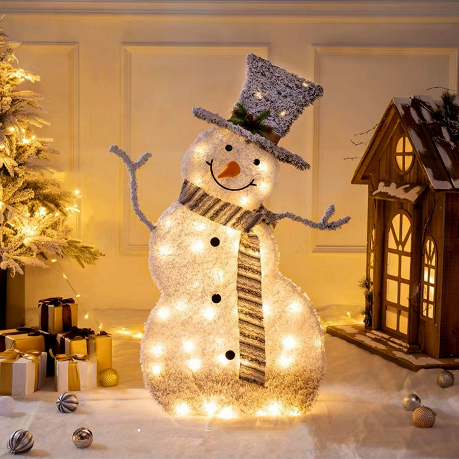 Collapsible LED Christmas Snowman Decoration Light Warm White 82cm Battery Operated Image 1