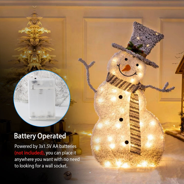 Collapsible LED Christmas Snowman Decoration Light Warm White 82cm Battery Operated Image 4