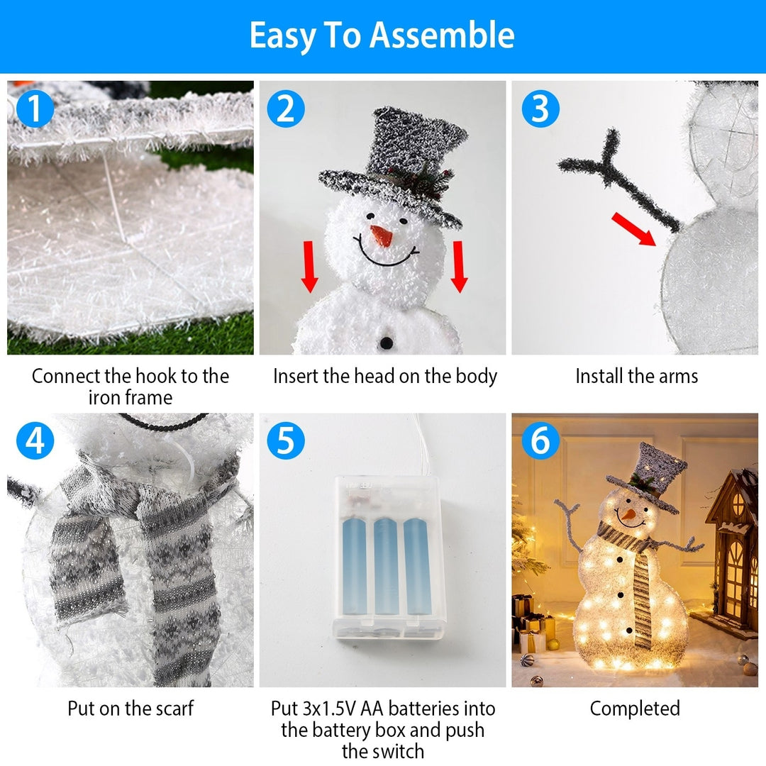 Collapsible LED Christmas Snowman Decoration Light Warm White 82cm Battery Operated Image 6