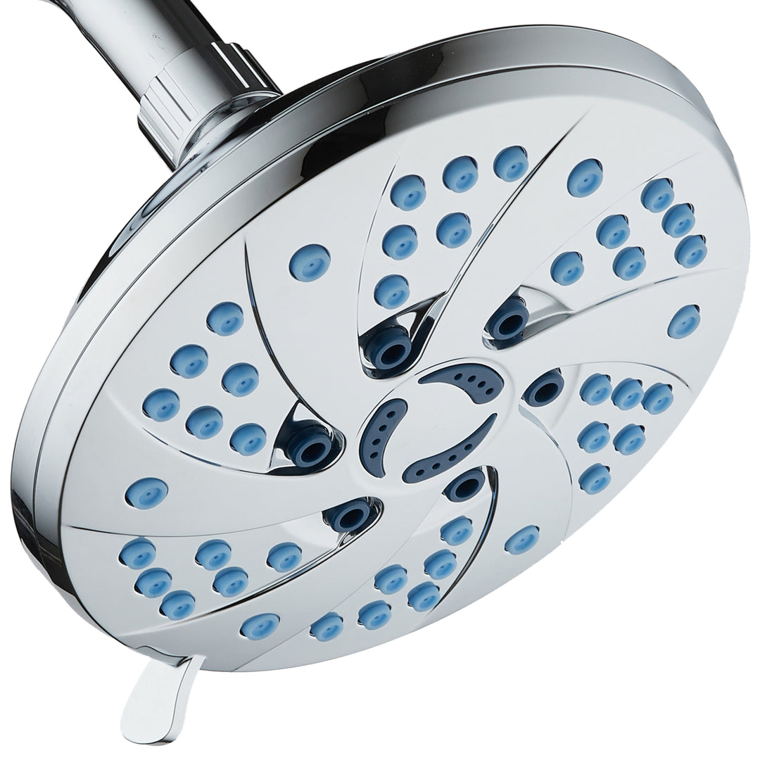 AquaCare AS-SEEN-ON-TV High-Pressure Spiral 6-mode 6-inch Rain Shower Head GermShield Antimicrobial Anti-Clog Nozzles / Image 1