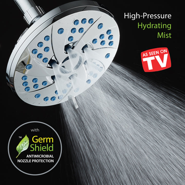 AquaCare AS-SEEN-ON-TV High-Pressure Spiral 6-mode 6-inch Rain Shower Head GermShield Antimicrobial Anti-Clog Nozzles / Image 4