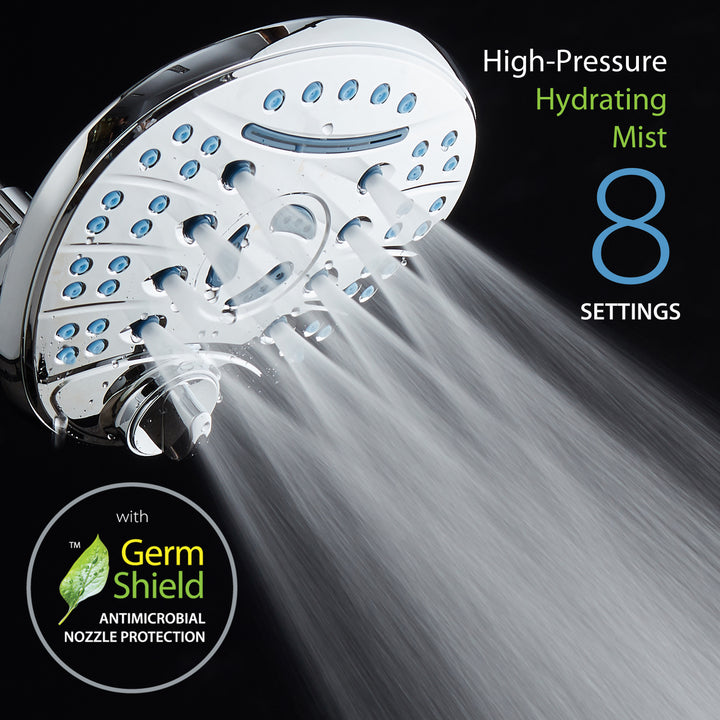 AquaCare High-Pressure 7-Inch Rainfall Shower Head 8 Settings Chrome Finish Image 4